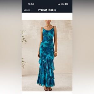 Elegant Blue Floral Maxi Dress